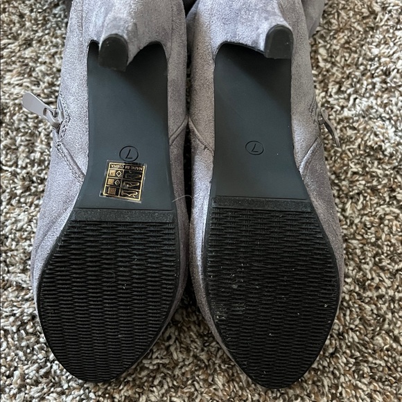 Gray Suede Knee-High Boots - Picture 3 of 6